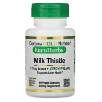 California Gold Nutrition, Milk Thistle Extract, 80% Silymarin, EuroHerbs, Clinical Strength, 60 Veggie Caps