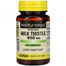 Mason Natural, Whole Herb Milk Thistle, 500 mg, 60 Capsules