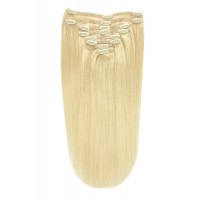 100% Clip in Human Hair  Extension, Full Head,  20 inches, Color Bleach Blonde (#613)